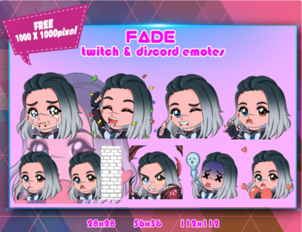 Fade Valorant Chibi/Twitch/Discord Emotes Pack For Streamer