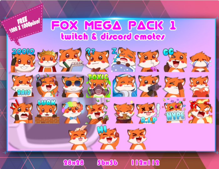 Fox Chibi Mega Pack, Twitch, Discord Emotes Mega Pack