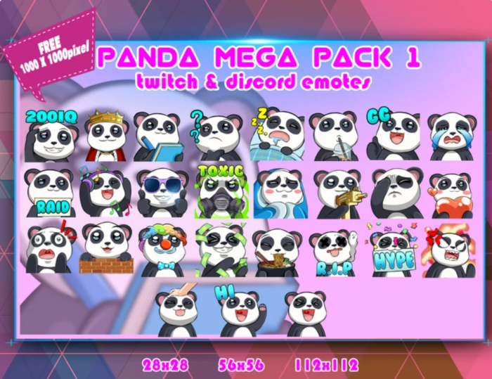 Mega Pack Panda Chibi | Twitch, Discord Emotes Mega Pack