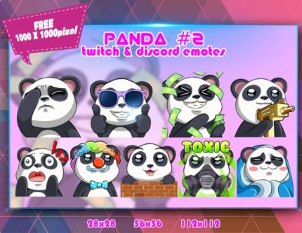 Panda Chibi/Twitch/Discord Emotes, Emoji for Streamer Online