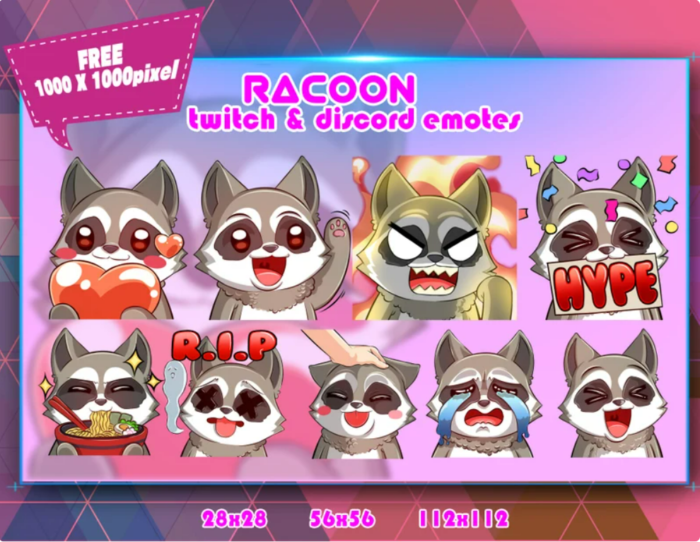 Racoon Chibi/Twitch/Discord Emote, Emoji for Streamer Online