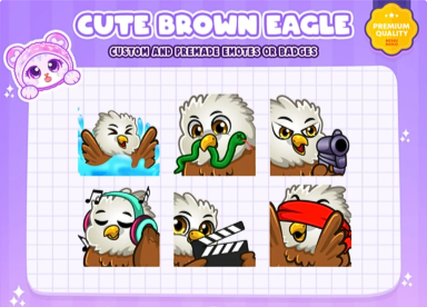 6x Brown Eagle Emotes | Happy/Eat/Gun/Blind Eagle Emotes
