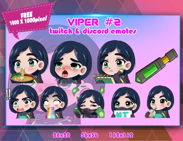 Viper 2 Valorant Chibi Emotes | Custom Twitch & Discord Emotes