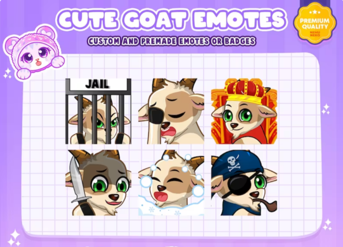 6x Cute Goat Emotes | Jail/Facepalm/King/Knife Goat Emotes