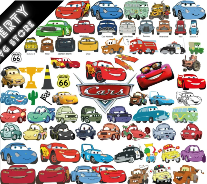 Cars Pixar Cartoon Characters Birthday Bundle Cricut Clipart